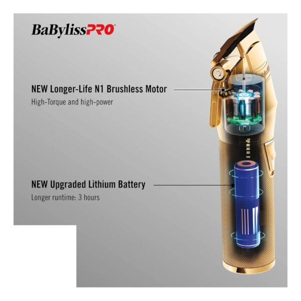 BaByliss PRO FX870NG GoldFX Cordless Hair Clipper USB-C charging - Image 2