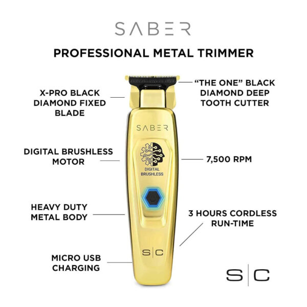 StyleCraft Saber Cordless Hair Trimmer Digital Brushless Motor SC405G - Image 4