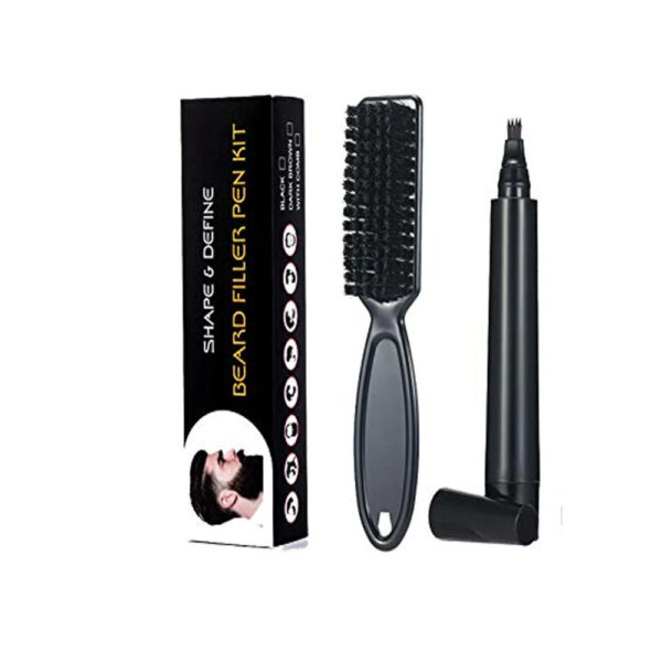 Black Beard Pencil Filler Kit For Men Beard Filling Pen Set With Brush