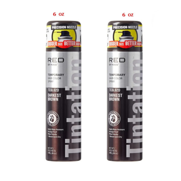 Kiss Tintation Temporary Color Spray 6.0 oz (Darkest Brown and black ) combo
