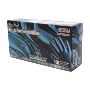 Phantom Latex Powder Free Exam Gloves (Black, Medium) Box of 100