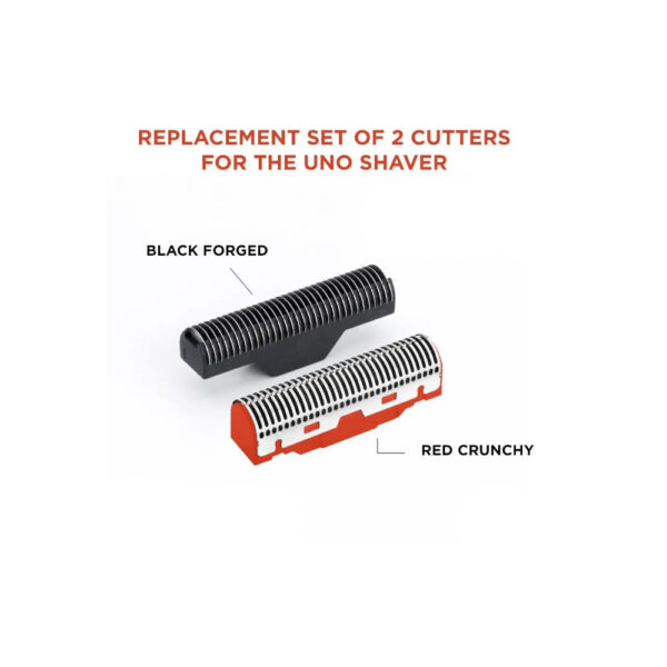 REPLACEMENT SET OF 2 CUTTERS (1 RED CRUNCHY & 1 BLACK FORGED) FOR THE UNO SHAVER - Image 2