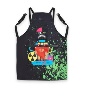 Water-Repellent Barber/Salon Apron with Adjustable Straps in Radioactive Black