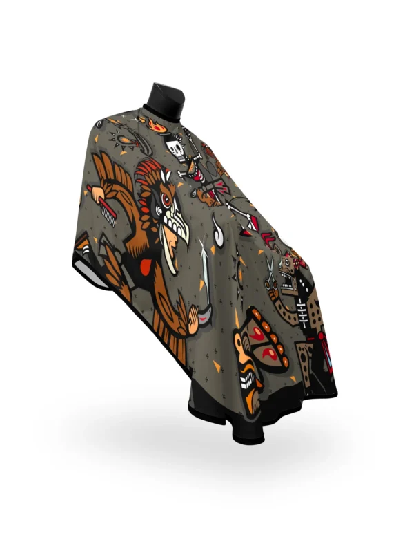 Illuzien Estilo Azteca PRO Barber Cape, Hair Cut Drape, Water-Resistant Barber Accessories, Professional Cape - Image 3