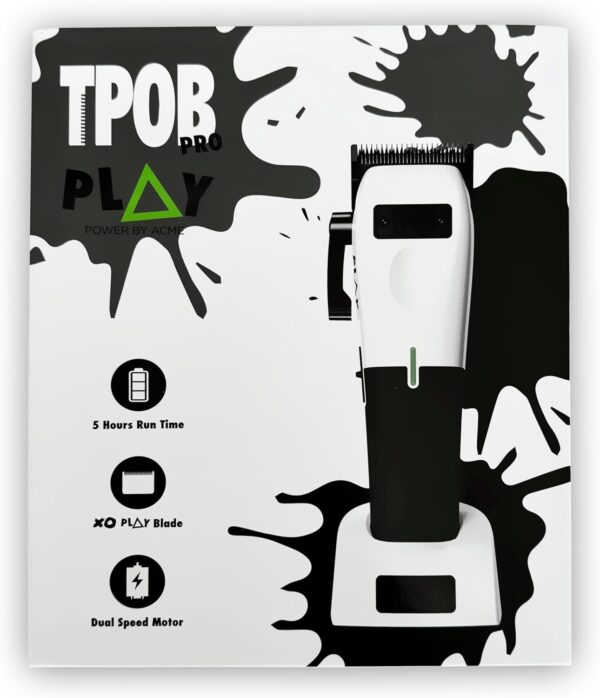 TPOB Play Barber Hair Clippers for Men 7500 RPM with Rubber Grips (White)