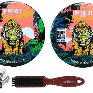 UPPERCUT DELUXE Black Light Limited Edition Matte Pomade, 3.5 oz ( pack of 2 and free Fade brush)