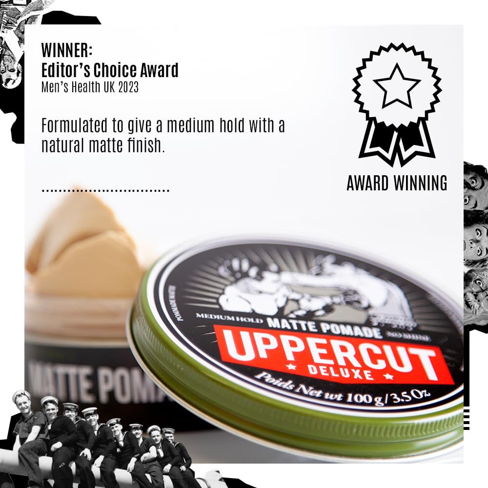 Uppercut Deluxe Matte Pomade for Men – Medium Hold, No Shine